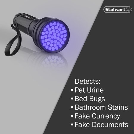 Stalwart UV Flashlight - Black Light with 51 Ultraviolet LEDs - Pet Urine Detector by Black 75-FL3000
